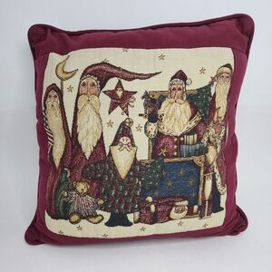 Santa Christmas Pillow Embroidered Cross‎ Stitch Red 17X17 Portofino